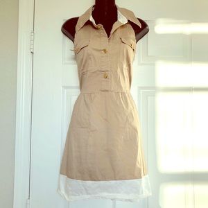 Stylish Tan and White Sleeveless Dress